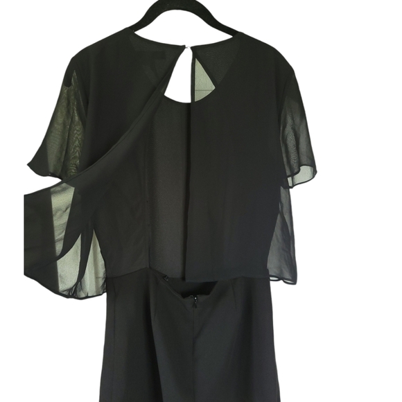 BCBGENERATION Sz 6 Mini Romper Skort Layered Open Back Sheer Black - Picture 5 of 13